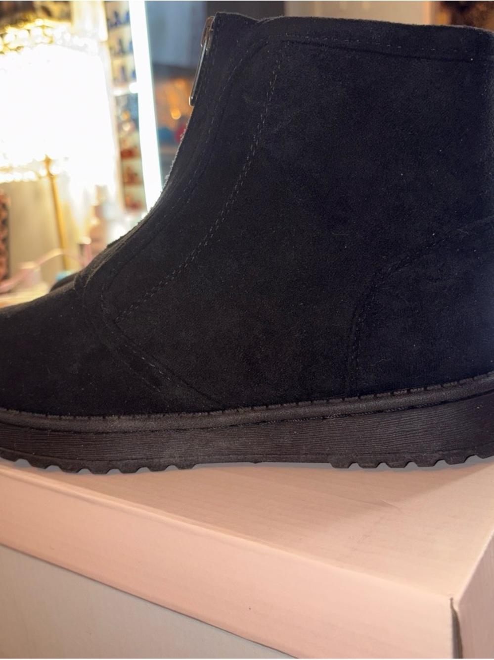 Women’s chunky Black Suede Ankle Boots